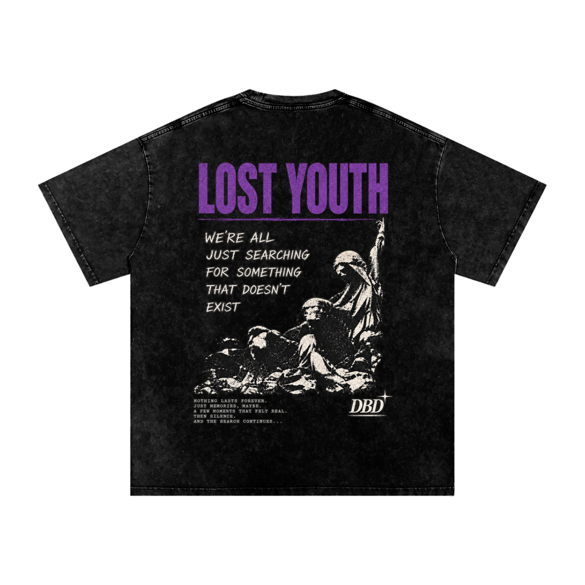 Lost youth graphic tee shirt.